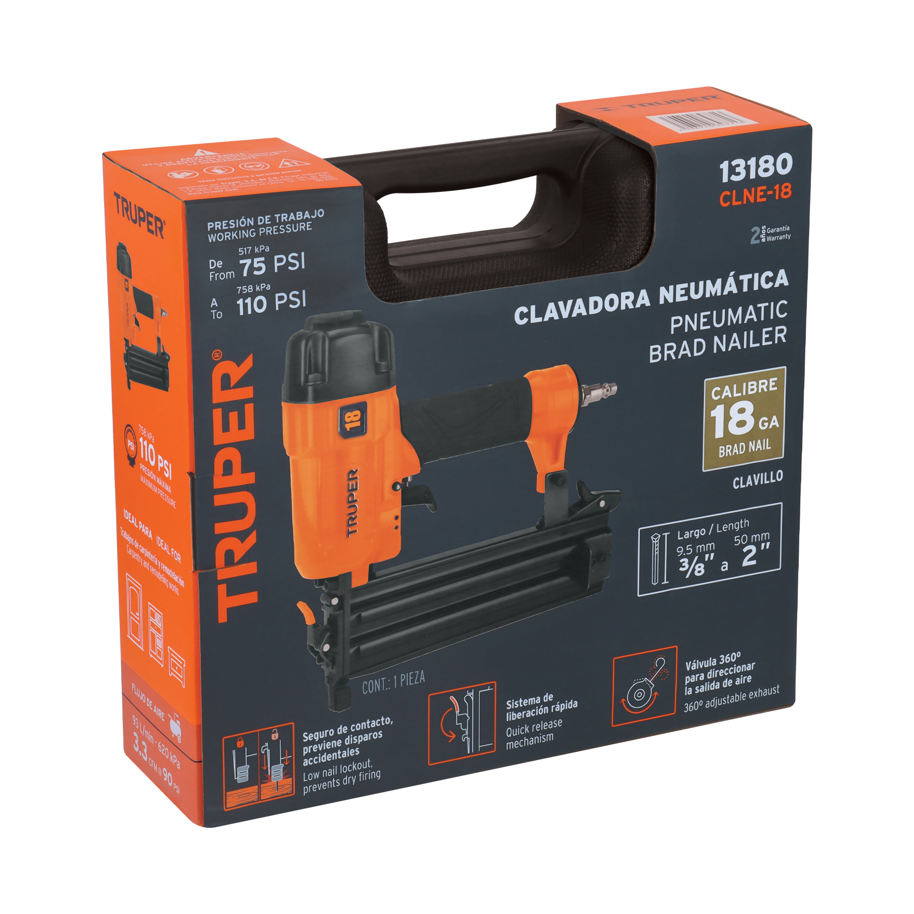 CLAVADORA NEUMATICA CARCASA DE ALUMINIO PARA CLAVO CALIBRE 18 (1.24 MM) - 13180 - Imagen 4