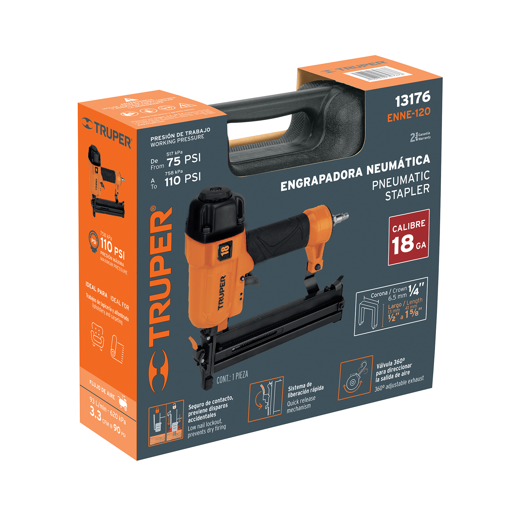 ENGRAPADORA NEUMATICA DE CORONA 1/4 DE ALUMINIO PARA GRAPA CALIBRE 18 (1.24 MM) - 13176 - Imagen 5