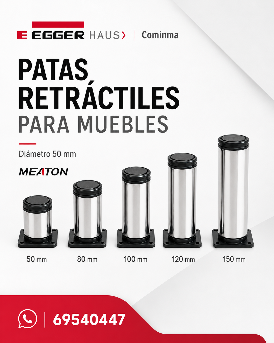 PATA REDONDA CROMADA REGULABLE